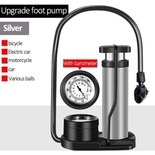 1PCS Bike Pump Mini Portable Bicycle Foot Pump with Pressure Gauge Accessories Fits Presta & Schrader Valve Bicycle Air Pump