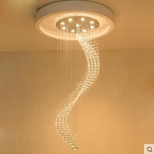 Rotary chandelier crystal chandelier round Villa chandelier living room staircase light chandelier modern minimalist led fixture