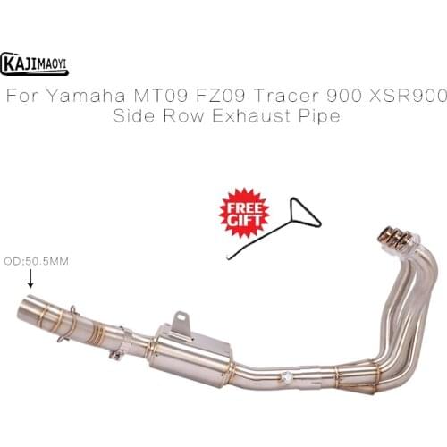 Motorcycle Exhaust Escape Modified Front Link Pipe 51MM Muffler Slip On For Yamaha MT09 FZ09 Tracer 900 XSR900 Side Row Exhaust