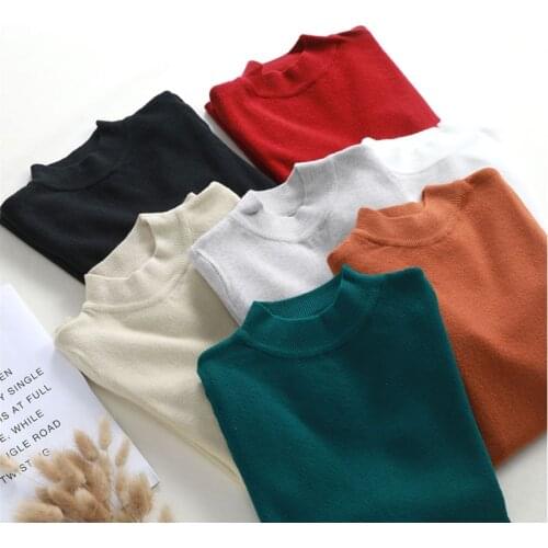 New spring Autumn Turtleneck basic Pullovers Sweaters long sleeve Short Korean Slim tight sweater female slim sweater