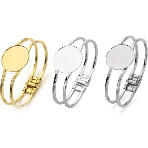 1PC 20/25/30mm Copper Blank Bracelet Base Round/Square Cabochon Settings Cameo Tray DIY Bracelet Craft Jewelry Making