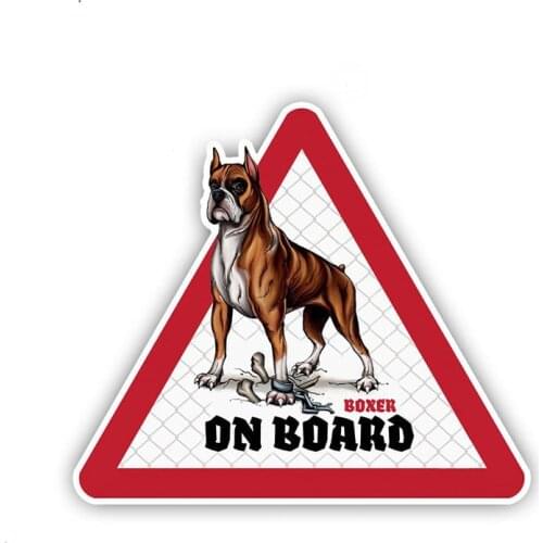 12cm X 10.5cm 1 Pcs Boxer Car Stickers Dog on Board Decals Pet Dog Decal Dog Warning Sign Funny Stickers for Toyota Stickers
