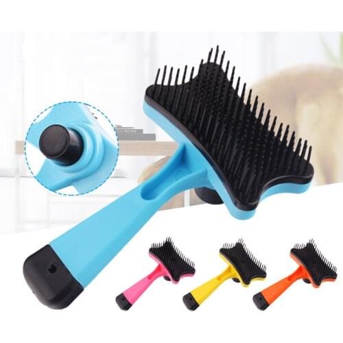 1pcs Pet Brush Automatic Plastic Shedding Hair Remove Tool Dog Cat Loose Hair Comb for Pet Faces Fur Nozzle Grooming