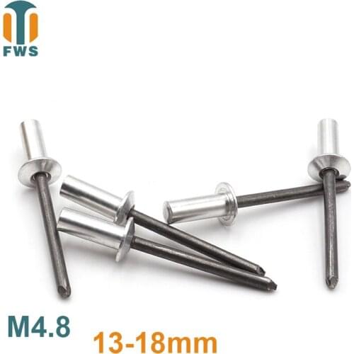 10PCS M4.8 13-18mm DIN EN ISO 15973 GB /T 12615.1 Aluminum Steel Closed End Blind Rivet With Break Pull Mandrel Protruding Head