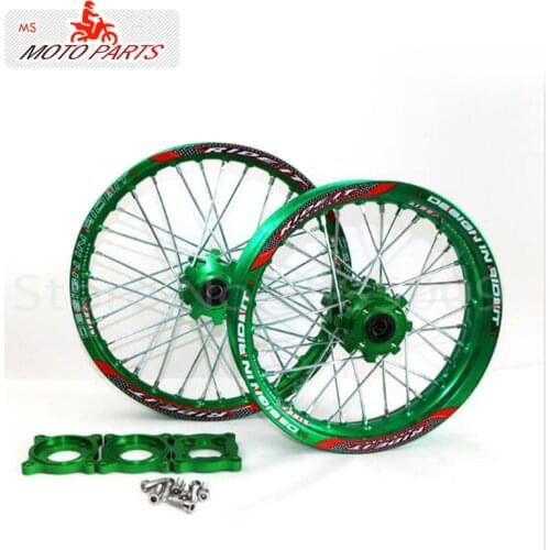 15mm Front 1.60-17" Rear 1.85-14" Alloy Wheel Rim with CNC Hub For KLX110cc TTR125CC Dirt Bike Pit bike 14 17 ihch Green wheel