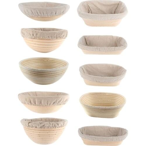 2021 Bread Fermentation Basket Oval/Round Various Sizes Indonesian Rattan Woven Bread Fermentation Basket with Cloth Cover
