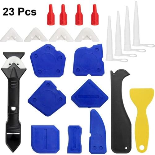 23pcs Home Bathroom Kitchen Silicone Remover Edge Caulking Tool Kit Multifunctional Frames Floor Sealant Joint Sealing Scraper