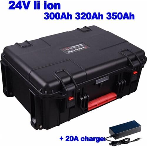 24v 300Ah 320Ah 350Ah lithium Li ion Battery pack propeller Solar energy storage thruster UPS RV EV golf cart AGV + 20A Charger