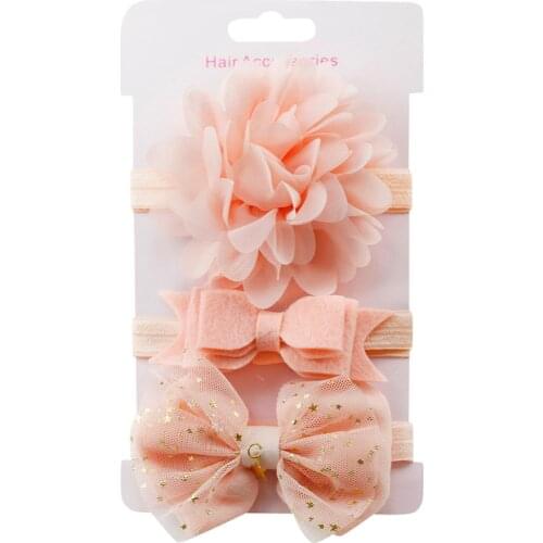 3Pcs 2018 Hot Sale Baby Girl Elastic Flower Headband Rubber Children Baby Nice Headwear Skinny Stretchy Bowknot Flower Hair Band