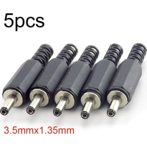 5pcs/lot DC Male Power Plug Jack 1.35mm X 3.5mm Adapter 3.5*1.35 Connector For Laptop Electrical Socket Outlet Plug DIY
