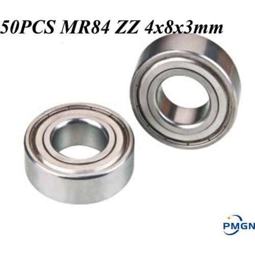 50pcs/Lot ABEC-5 MR84ZZ MR84 ZZ 4x8x3mm Thin Wall high quality Deep Groove Ball Bearing Mini Ball Bearing Miniature Bearing