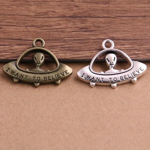 8PCS 23*31mm Tibetan Two Color Extra-terrestrial Charms Pendants for Jewelry Making DIY Handmade Craft P6505