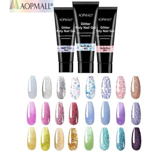 AOPMALL® Poly Nail Extension Gel Finger Nail Art Manicure Acryl Gel Varnish Polygels 15ML UV LED Gel Polish Extension