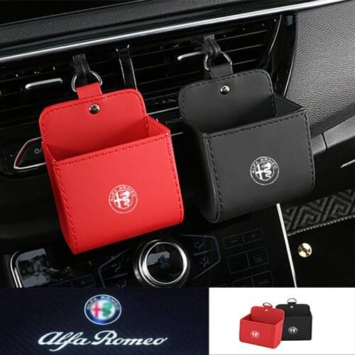 Car leather air conditioning vent storage box for Alfa Romeo Julia Stelvio interior decoration storage bag