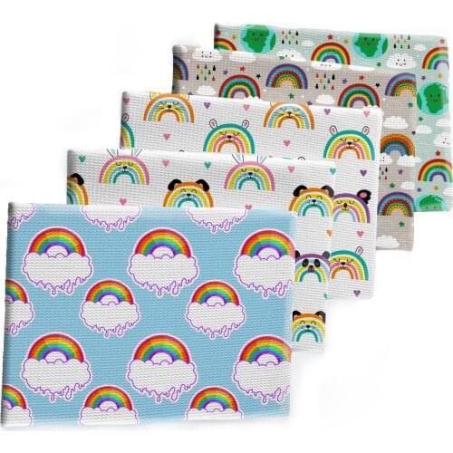 Bullet Strech Fabric Printed Ranbow Tie Dye Bubble Cloth for DIY Hair Bow Scarf Home Textiles Materials 50*145cm