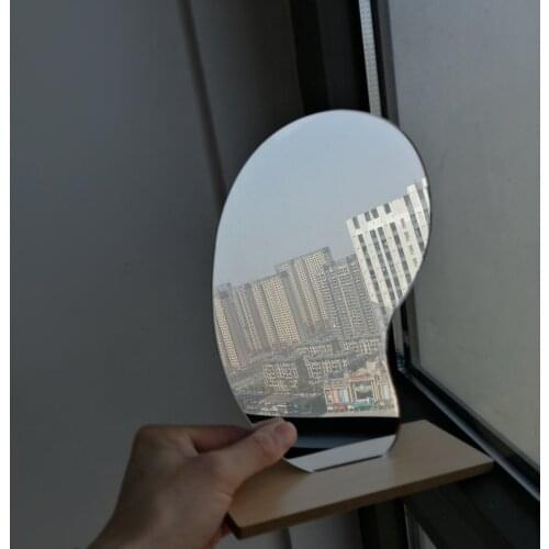 Creative Arts Makeup Mirror Irregular Acrylic Decorative Desktop Dressing Mirror Wooden Base Cosmetic Beauty Tools Dropshipping