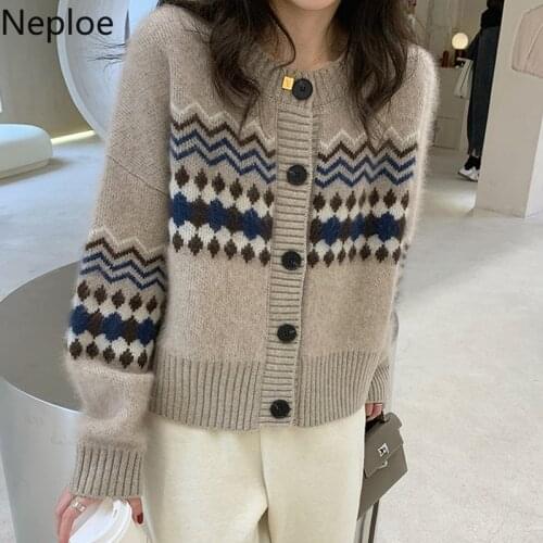 Neploe Cardigan Women 2021 Ropa De Mujer Loose Casual Knitted Sweater Jacket Oversized Outerar Korean Fashion Sueter Tops 27a196