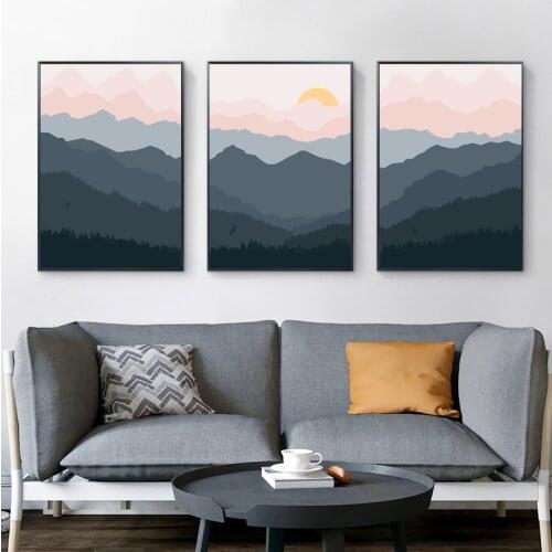 Modern Abstract Landscape Picture Home Decor Nordic Canvas Painting Wall Art Sunset Forest Prints and Posters for Living Room