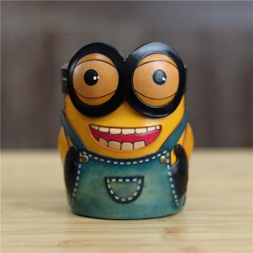 Vegetable Tanned Cowhide Little Yellow Man Pen Holder Cartoon Stationery Student Storage Box Office Desk Decoration Ornament