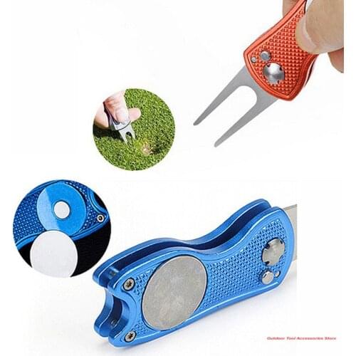Mini Foldable Golf Divot Tool with Golf Ball Tool Marker Pitch Cleaner Golf Pitchfork Golf Accessories Putting Green Fork