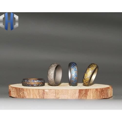 Knight Ring Mens Tire Pattern Titanium Alloy EDC Ring