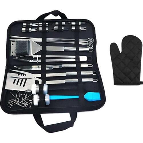 35-piece Barbecue Tool Set, Stainless Steel Knife And Fork, Outdoor BBQ Tool Set, Hand Bag
