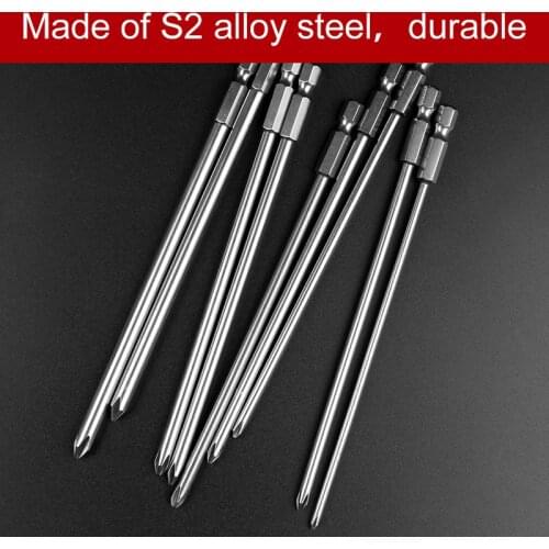 HOEN 9pcs 150mm Magnetic Cross Philips Screwdriver Bit Set 1/4 Inch 6.35mm Shank S2 Alloy Steel Long Hex Screwdriver Screw