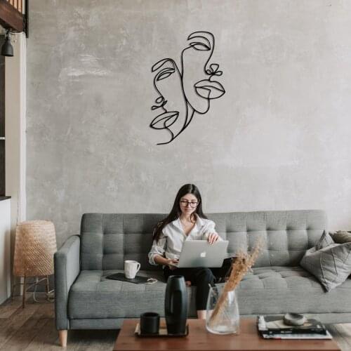 Love Line Wall Art, 2 Faces Metal Wall Art, Minimalist Art, Geometric Metal Wall Decor, Home Decoration, Wall Hangings, Interior