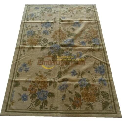 Hand-stitched Floral Needled Blanket Hand-stitched Wool Needle Point Carpet Handmade New Listing Art Carpet Natural Sheep Wool