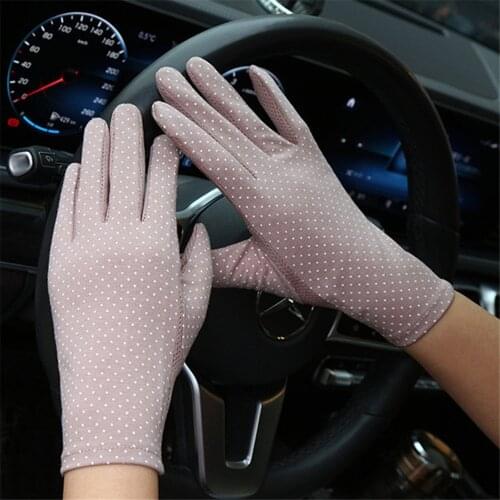 Driving Gloves Fashion Women Long Sunscreen Cute Dot Cycling Gloves Anti Slip Touch Screen Thin Full Finger Breathable Gloves