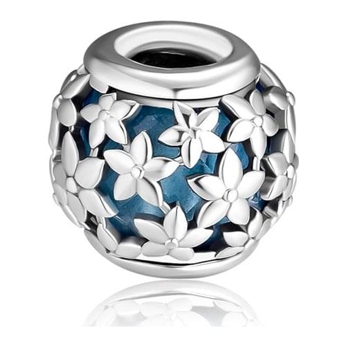 Fits for Pandora Charms Bracelets Dazzling Daisies Beads with Green CZ 100% 925 Sterling Silver Jewelry Free Shipping
