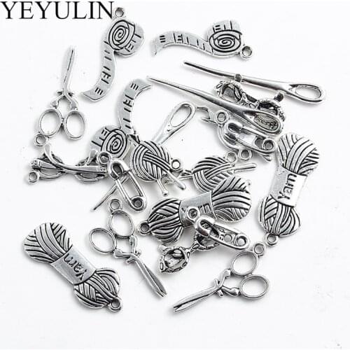 20pcs/lot Mixed Alloy Charms Antique Silver color Scissors Pendants Jewelry Findings For DIY Handmade Jewelry Making