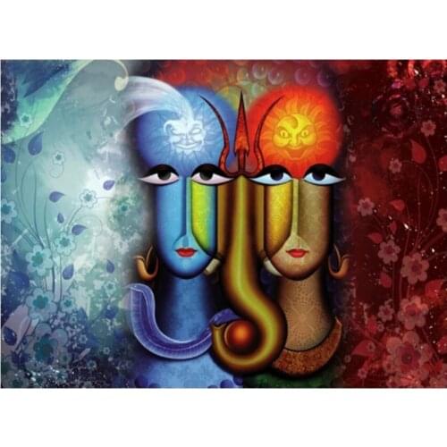 Full Square round Diamond painting Shiv Parvati Jodi Indian God Handmade Hindu Religion and Spirituality Cross stitch A1804