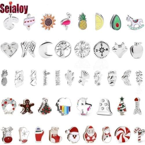 Seialoy 5Pcs New Silver Color Charm Fit 10mm Bracelet For Women Christmas Fruit Cake Beads Fit Belt Bangle Accessories Beaded