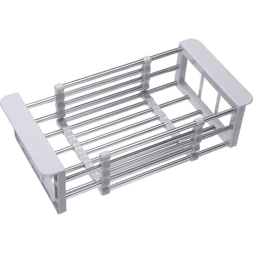 Foldable Cutlery Kitchen Cabinet Storage Stainless Fruit Vegetable Drain Basket Sink Dish Rack Cleaning Kitchen Organizer Tool