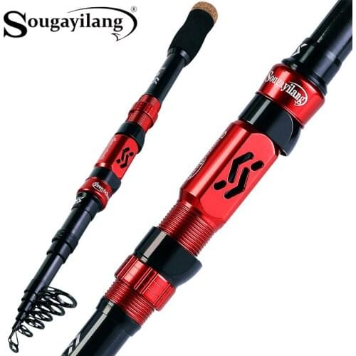 Sougayilang Fishing Rod 1.8-3.0m Telescopic Portable Spinning Pole Ultra-Light Carbon Fiber Trout Outdoor Sport Fishing Tackle