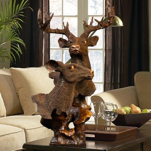 Elk Head Decoration Creative Office Decoration Living Room Wine Cabinet Porch Decoration Neo-classical Soft Decoration