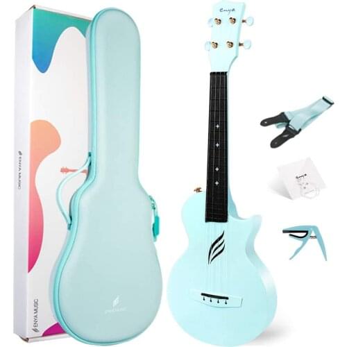 Enya Nova U Concert Ukulele 23” Cutaway Carbon Fiber Beginner Travel Ukulele Kit Waterproof Ukelele With Case/Strap/Capo/Strings