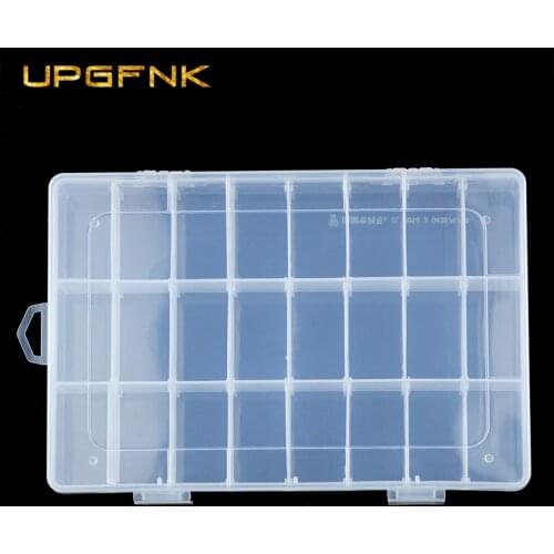 UPGFNK Adjustable 24 Slots Plastic Storage Box packaging transparent Tool Jewelry Beads Earring Case Craft Organizer Container