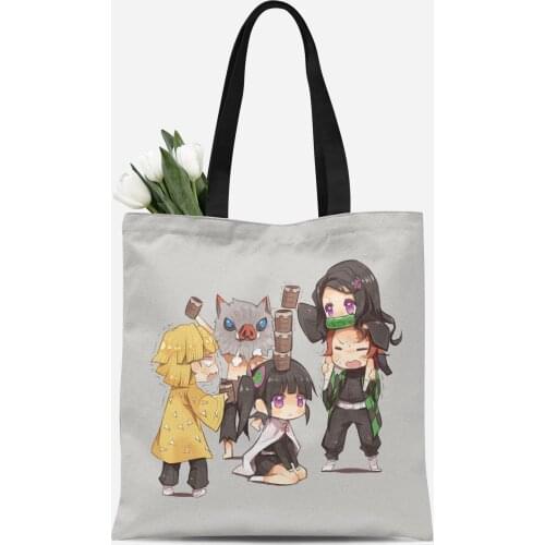 Cartoon Anime Demon Slayer Kimetsu no Yaiba Women Cute Travel Handbag Cosplay Kamado Nezuko Kochou Shinobu Shoulder Shopping Bag