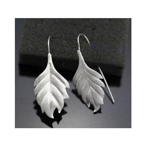 Daisies 925 Sterling Silver Retro Leaf&Feather Earrings for Women Statement Vintage Drop Earring Jewelry Boucles d'oreilles