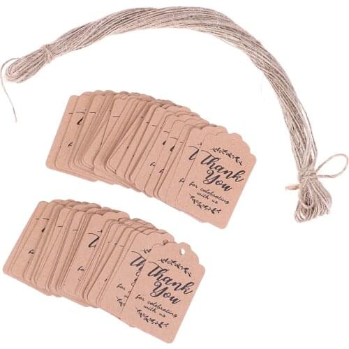 100pcs brown Kraft gift tags Thank You paper tags for baby shower party favors personalized wedding gifts for guests