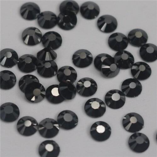 1440pcs/288pcs Jet Hematite Black ss3-ss34 3D Nail Art Rhinestones Glass Crystal Flatback Non Hotfix Strass For DIY Decorations