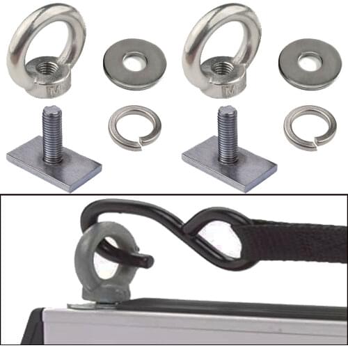 2x Solid M8 Tie Down Eye Nuts Bolt for Rhino, Thule, Yakima, Rola, Pro roof Rack