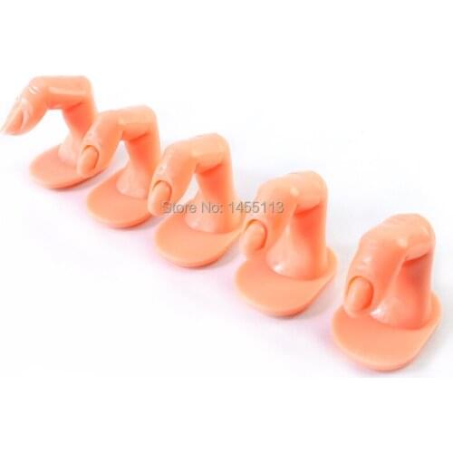 5pcs False Nail Art Practice Finger Model Flexible Soft Fake Finger for Nail Art Training