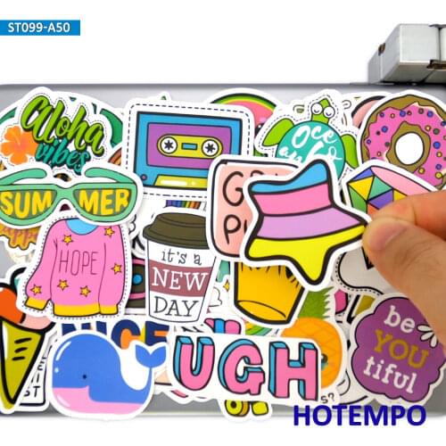 50pcs Retro Fashion Style Summer Small Fresh Lovely Stickers for DIY Stationery Scrapbook Phone Laptop Suitcase Decals Stickers