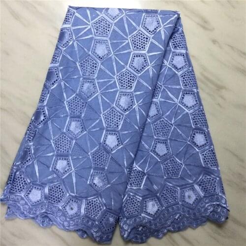 African Cotton Lace Fabric 5 Yards Nigerian Swiss Voile Fabric With Stones 2021 Embroidery For Diy Dress Sewing Wedding PLC249