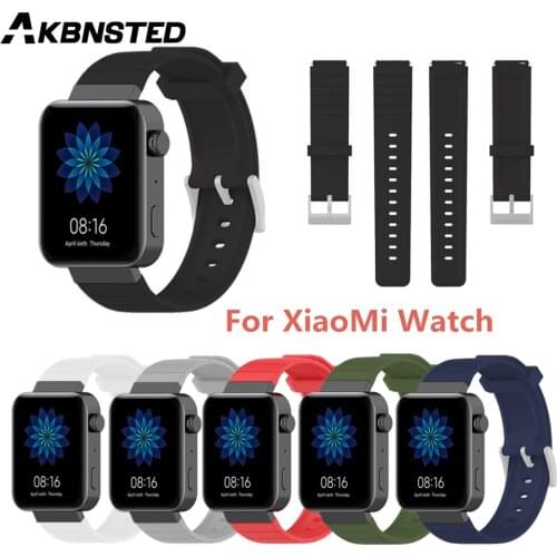 AKBNSTED Soft Silicone Watch Strap For Xiaomi Mi Watch Smart Watch Replacement Watch Band For Xiaomi Watch Wristband Accessories