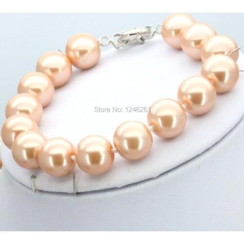 Accessories Gifts Women Girls 10mm Orange Round Glass Pearl Beads Bracelet Jewelry Making Design Wholesale