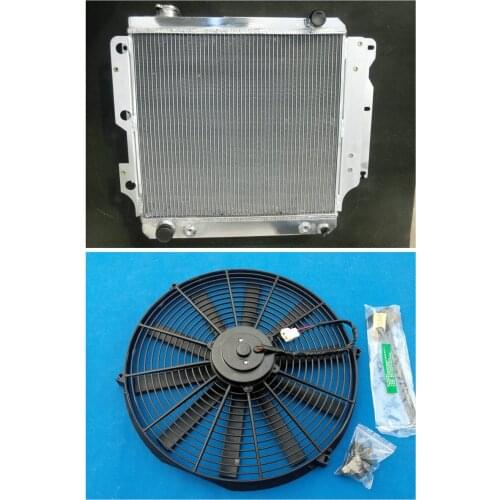 Aluminum Radiator+Fan 1987-2006 For Jeep Wrangler YJ/TJ/LJ RHD AT/MT(right hand drive) 88 89 90 9 92 93 94 95 96 97 98 99 00 01